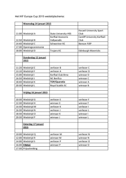 Het IKF Europa Cup 2015 wedstrijdschema: Woensdag 14