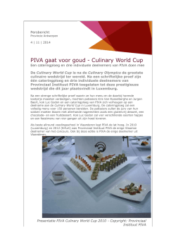 PIVA gaat voor goud - Culinary World Cup