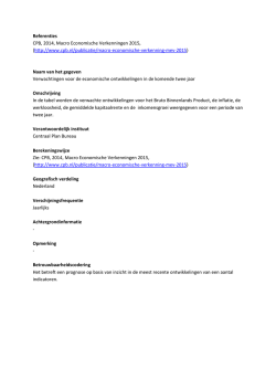 Referenties CPB, 2014, Macro Economische Verkenningen 2015