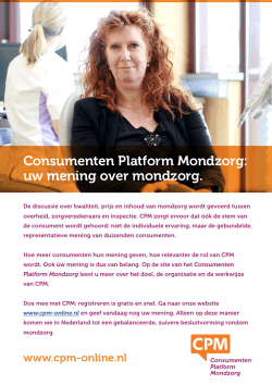 Consumenten Platform Mondzorg: uw mening over mondzorg.