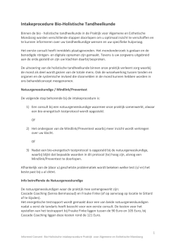 Intakeprocedure Bio-Holistische Tandheelkunde