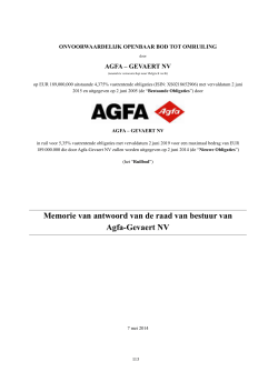 Memorie van antwoord van de raad van bestuur van Agfa