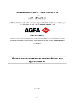 Memorie van antwoord van de raad van bestuur van Agfa