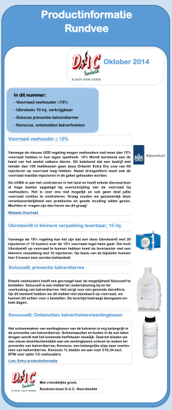 Productinformatie oktober 2014
