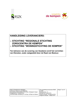 Handleiding leveranciers RSZK en WDK 19 augustus 2014