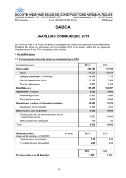 Jaarlijks communiqu&eacute; 2013