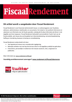 Dit artikel wordt u aangeboden door Fiscaal Rendement