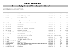 Driestar hogeschool Boekenlijst pabo 1 VWO