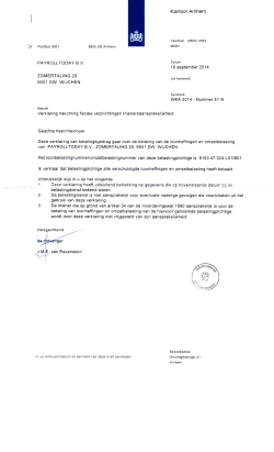 Verklaring belastingdienst 18 September 2014