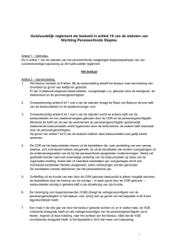 Huishoudelijk reglement - Staples Pensioenfonds