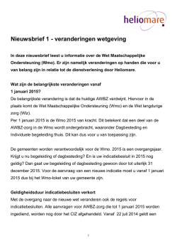 Nieuwsbrief 1 - veranderingen wetgeving