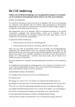 Notitie CIZ.docx - Gemeenteraad van Landsmeer