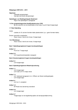 Wijzigingen OER 2014 - 2015 - Reddingsbrigade voor Deventer en