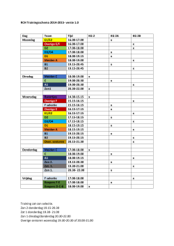 RCH Trainingsschema 2014-2015- versie 1.0 Dag Team Tijd KG 2
