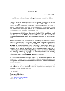 Persbericht Christophe Kalbfleisch