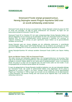 Greenyard Foods wijzigt groepsstructuur, Herwig Dejonghe neemt