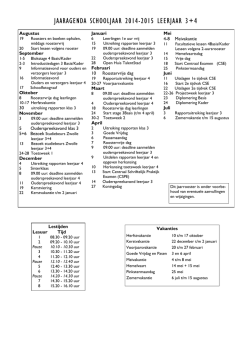 jaaragenda schooljaar 2014-2015 leerjaar 3+4
