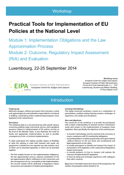 Practical Tools for Implementation of EU Policies at the