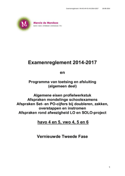 Examenreglement H4, H5, V4, V5, V6 - 2014-2017