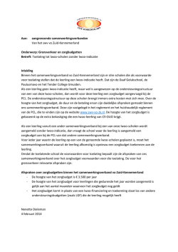 Grensverkeer en zorgbudgetten Betreft: Toe