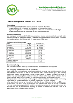 Voetbalvereniging DEV-Arcen Contributiereglement seizoen 2014