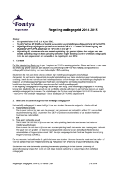 Regeling collegegeld 2014-2015