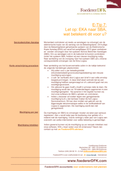 E-Tip 7: Let op: EKA naar SBA, wat betekent dit voor u?