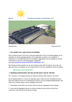 Nieuws brief Zonne-energie van dak Praxis, nr.14 - GWL