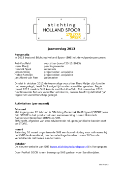 jaarverslag 2013 - Stichting Holland Spoor