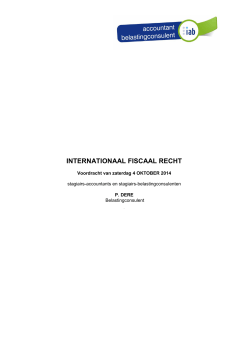 Inleiding tot Internationaal fiscaal recht - seminarie 04 10 14