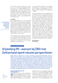 Vrijstelling RV : avenant bij DBV met Zwitserland opent nieuwe