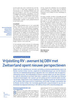 Vrijstelling RV : avenant bij DBV met Zwitserland opent nieuwe