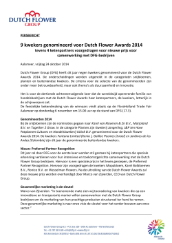 9 kwekers genomineerd voor Dutch Flower Awards 2014