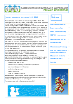 Nieuwsbrief Juni 2014 - Samenwerkingsverband Waterland