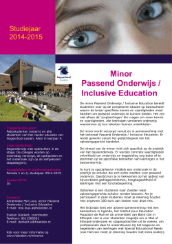 Minor Passend Onderwijs / Inclusive Education