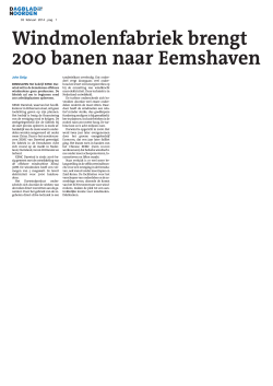 Windmolenfabriek brengt 200 banen naar Eemshaven 200 banen