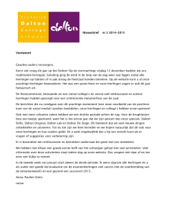 Nieuwsbrief 2014-2015 nr 2 - Stedelijk Dalton College Alkmaar