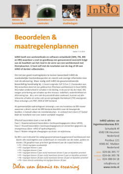 InRIO 03 Beoordelen en maatregelenplannen