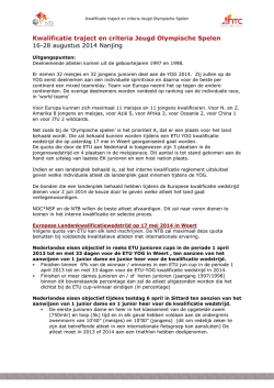 Kwalificatie traject en criteria Jeugd Olympische Spelen 16