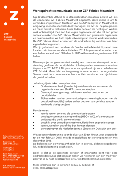 opdracht communicatieplan 2015ZZP Fabriek Maastricht versie def