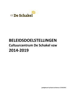 BELEIDSDOELSTELLINGEN 2014-2019