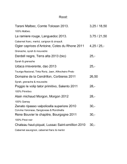 Page 1 Rood: Tarani Malbec, Comte Tolosan 2013. 3,25 / 18,50 100
