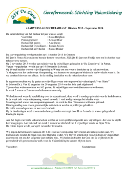 JAARVERSLAG SECRETARIAAT Oktober 2013 &ndash; September 2014