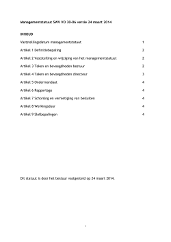 Managementstatuut SWV VO 30-06 versie 24 maart 2014