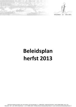 Beleidsplan herfst 2013 - Winteravonden aan de Amstel