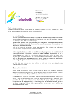 Studionieuws Nieuwsbrief van de PCBS Rehoboth Jaargang 2013