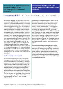 Internationaal colloquium nav 50 jaar Universitaire Parochie