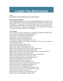 Longlist Thea Beckmanprijs