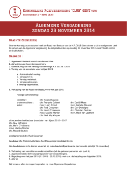 Algemene Vergadering zondag 23 november 2014