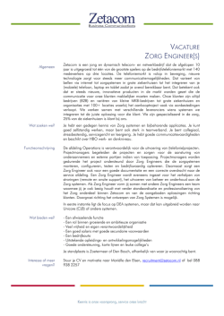 VACATURE ZORG ENGINEER(S)